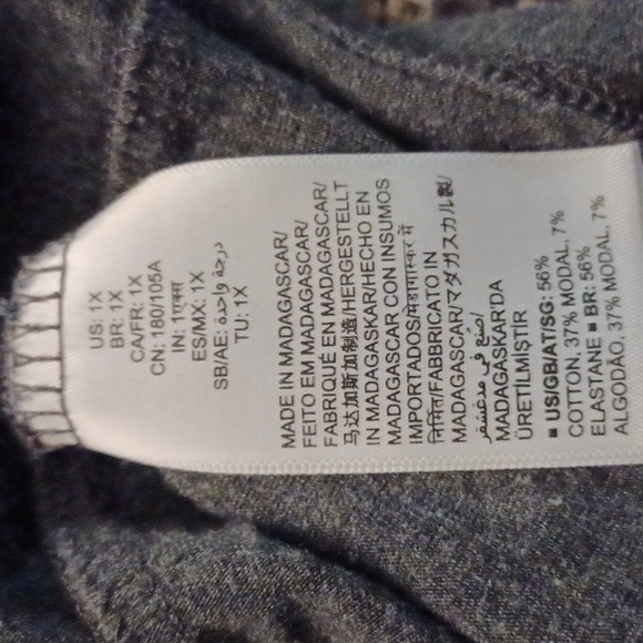 $4 Add-on Plain Gray V-Neck Tee - Size 1X (US16) - Picture 6 of 6